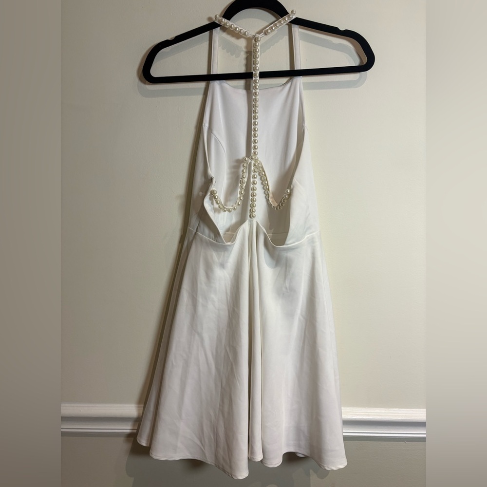 Lulus NWOT Faux Pearl Adore You White Skater Dress Size Small - Picture 7 of 10